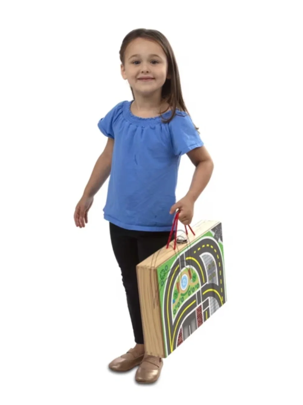 Melissa & Doug 17-Piece Wooden Take-Along Tabletop Railroad and Trains, for Kids